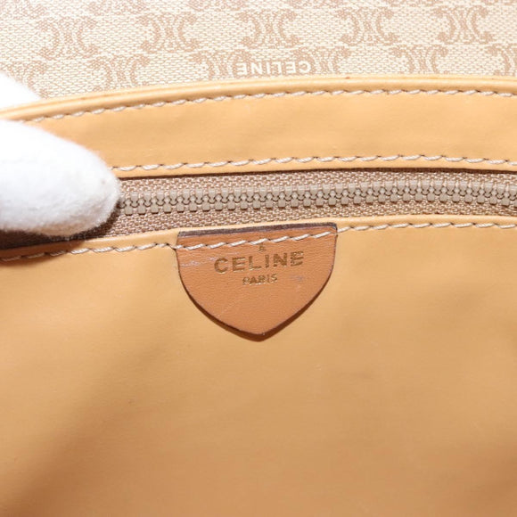 CELINE Macadam Canvas Shoulder Bag PVC Beige Gold Auth sw761