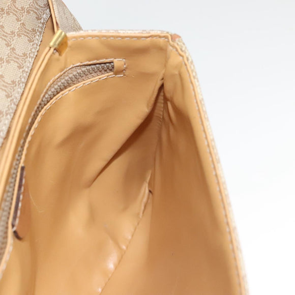 CELINE Macadam Canvas Shoulder Bag PVC Beige Gold Auth sw761