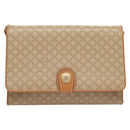 CELINE Macadam Canvas Shoulder Bag PVC Beige Gold Auth sw761-2