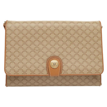 CELINE Macadam Canvas Shoulder Bag PVC Beige Gold Auth sw761 - 0