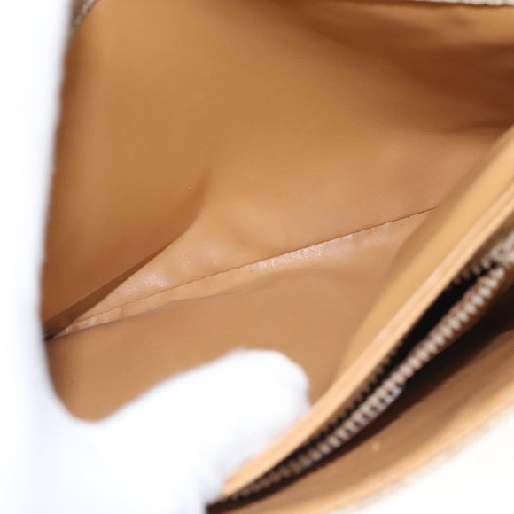 CELINE Macadam Canvas Shoulder Bag PVC Beige Gold Auth sw761