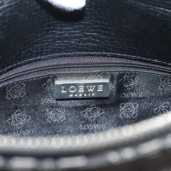 LOEWE Shoulder Bag Canvas Navy Silver Auth sw762