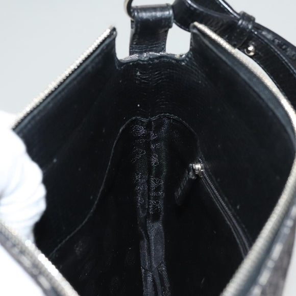 LOEWE Shoulder Bag Canvas Navy Silver Auth sw762