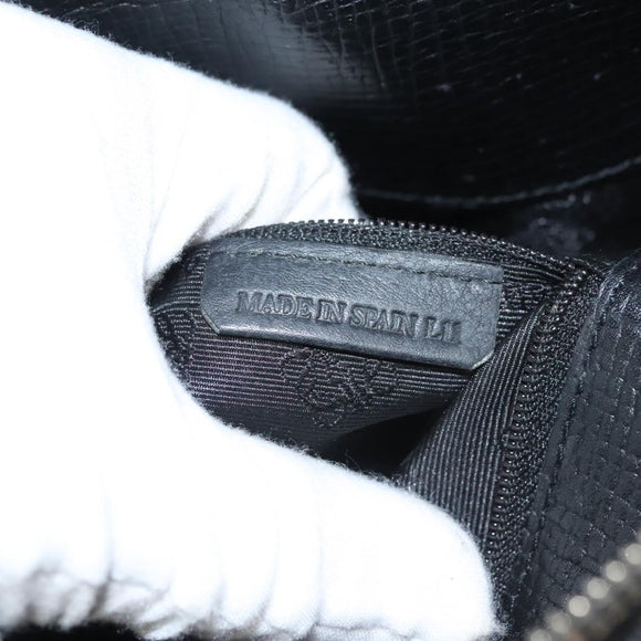 LOEWE Shoulder Bag Canvas Navy Silver Auth sw762