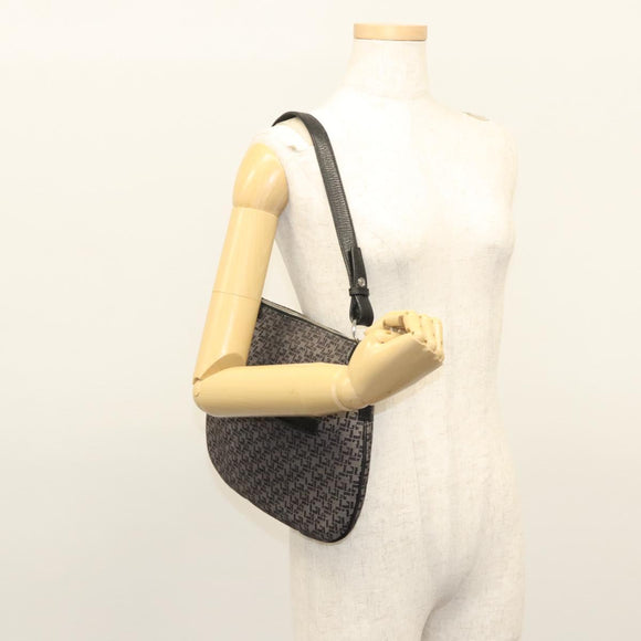 LOEWE Shoulder Bag Canvas Navy Silver Auth sw762
