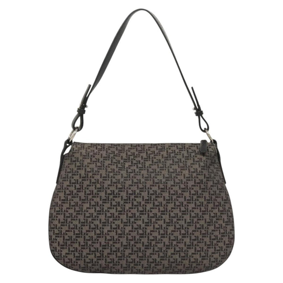 LOEWE Shoulder Bag Canvas Navy Silver Auth sw762