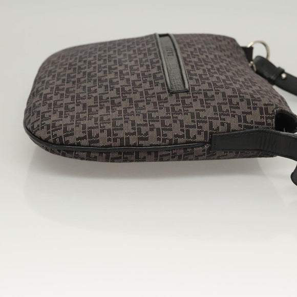 LOEWE Shoulder Bag Canvas Navy Silver Auth sw762