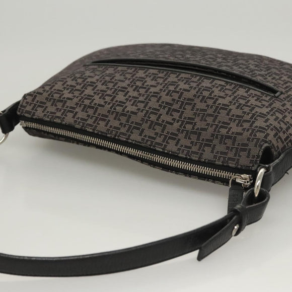 LOEWE Shoulder Bag Canvas Navy Silver Auth sw762