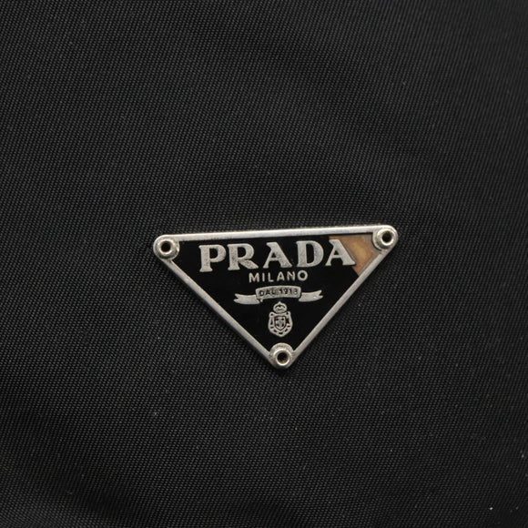 PRADA Pouch Nylon Black Silver Auth SW780