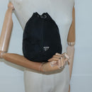 PRADA Pouch Nylon Black Silver Auth SW780-19