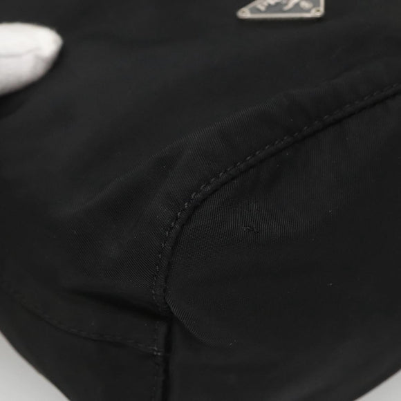 PRADA Pouch Nylon Black Silver Auth SW780