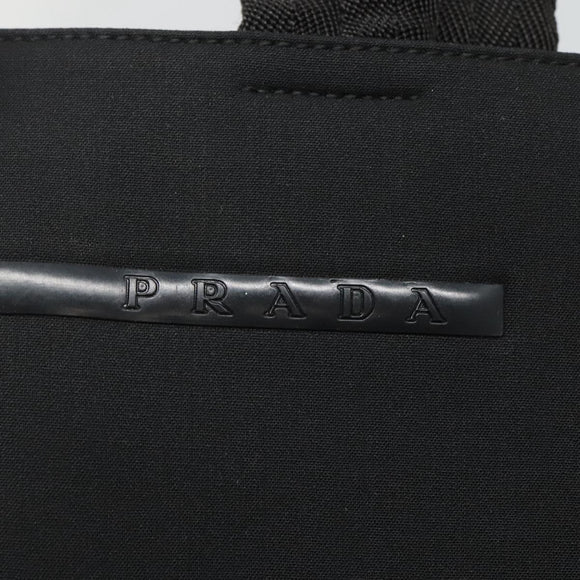 PRADA Sports Tote Bag Canvas Black Silver Auth SW787