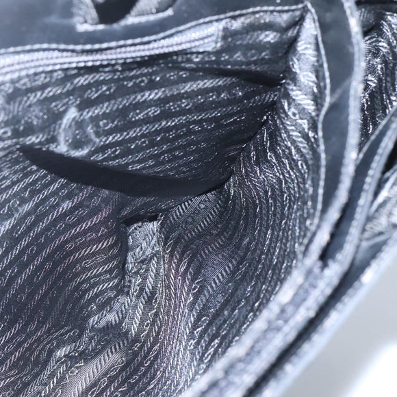 PRADA Sports Tote Bag Canvas Black Silver Auth SW787