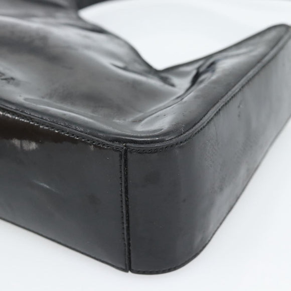 PRADA Shoulder Bag Patent leather Black Auth SW790
