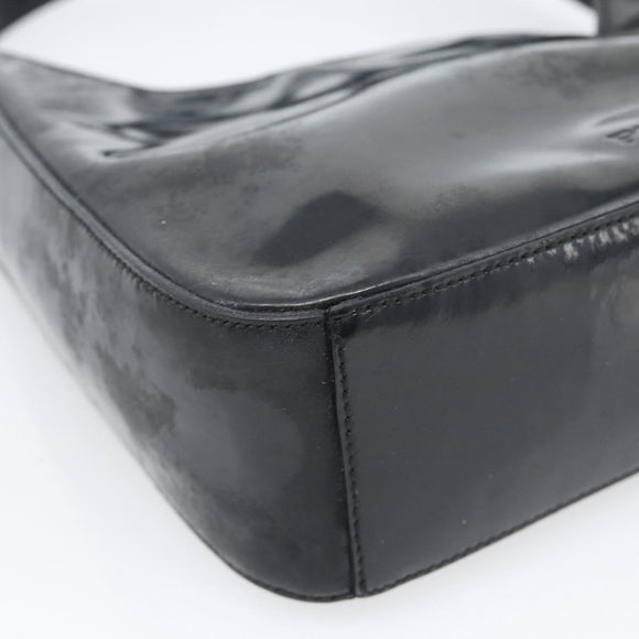 PRADA Shoulder Bag Patent leather Black Auth SW790