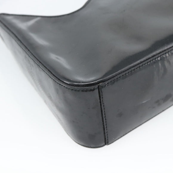 PRADA Shoulder Bag Patent leather Black Auth SW790