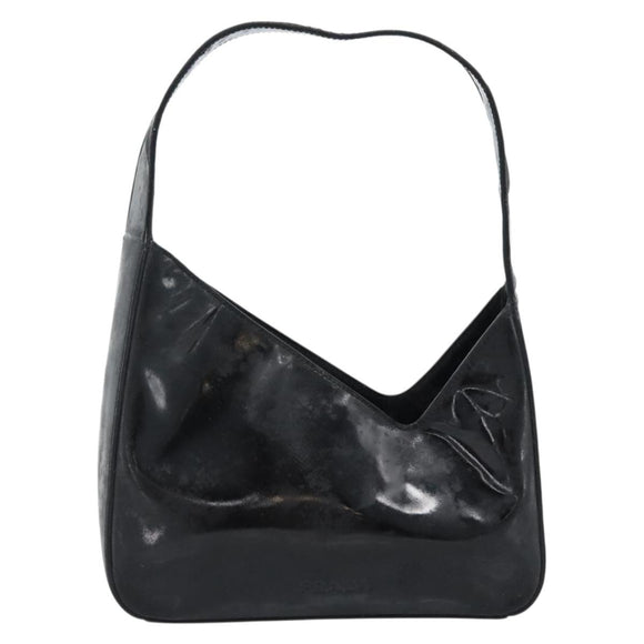 PRADA Shoulder Bag Patent leather Black Auth SW790