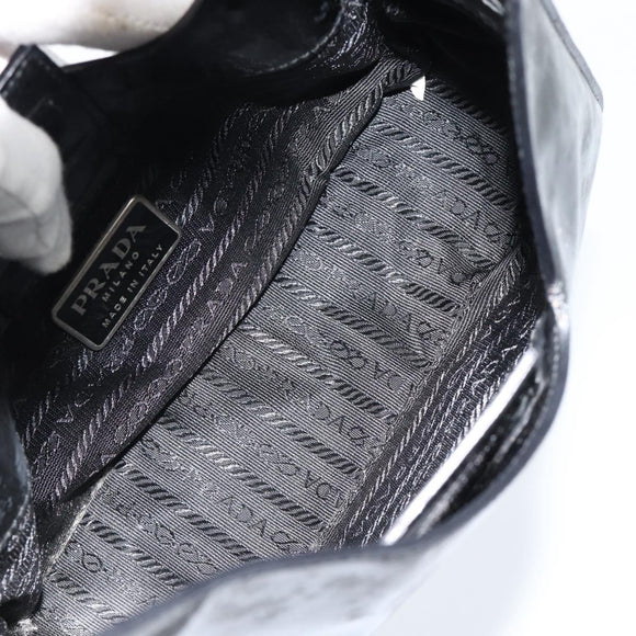 PRADA Shoulder Bag Patent leather Black Auth SW790