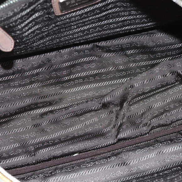 PRADA Hand Bag Leather Beige Gold Silver Auth SW797