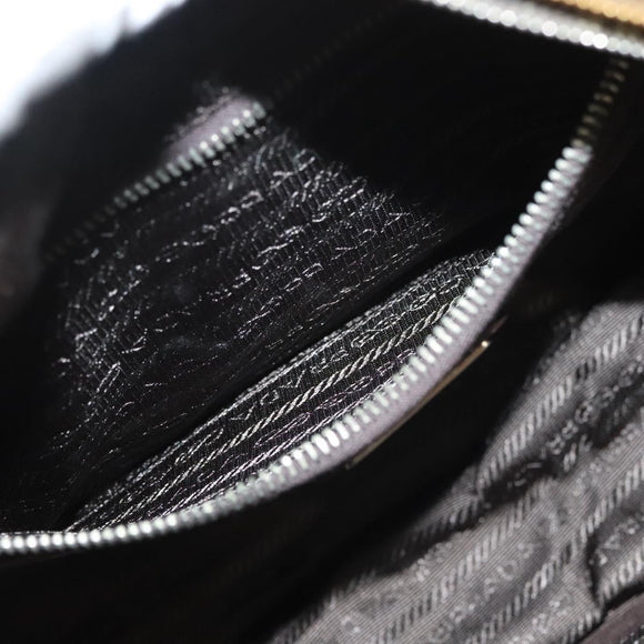 PRADA Hand Bag Leather Beige Gold Silver Auth SW797