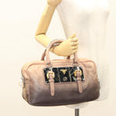 PRADA Hand Bag Leather Beige Gold Silver Auth SW797-25