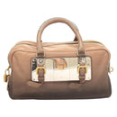 PRADA Hand Bag Leather Beige Gold Silver Auth SW797-2