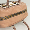 PRADA Hand Bag Leather Beige Gold Silver Auth SW797-6