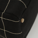 CHANEL Choco Bar line Hand Bag Canvas Black CC Auth SW800-9
