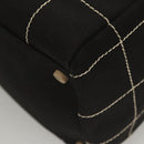 CHANEL Choco Bar line Hand Bag Canvas Black CC Auth SW800-14