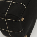 CHANEL Choco Bar line Hand Bag Canvas Black CC Auth SW800-15