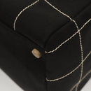 CHANEL Choco Bar line Hand Bag Canvas Black CC Auth SW800-16