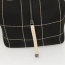 CHANEL Choco Bar line Hand Bag Canvas Black CC Auth SW800-18