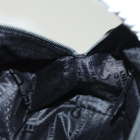 CHANEL Choco Bar line Hand Bag Canvas Black CC Auth SW800