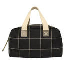CHANEL Choco Bar line Hand Bag Canvas Black CC Auth SW800-13