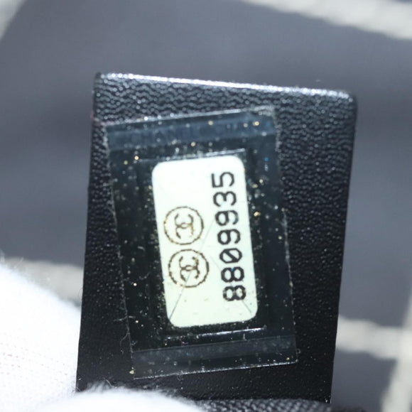 CHANEL Choco Bar line Hand Bag Canvas Black CC Auth SW800