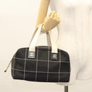 CHANEL Choco Bar line Hand Bag Canvas Black CC Auth SW800-24