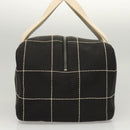 CHANEL Choco Bar line Hand Bag Canvas Black CC Auth SW800-3