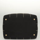 CHANEL Choco Bar line Hand Bag Canvas Black CC Auth SW800-5