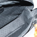 GUCCI Bamboo Hand Bag Nylon 2way Black Silver 000 2040 0538 Auth SW805-16