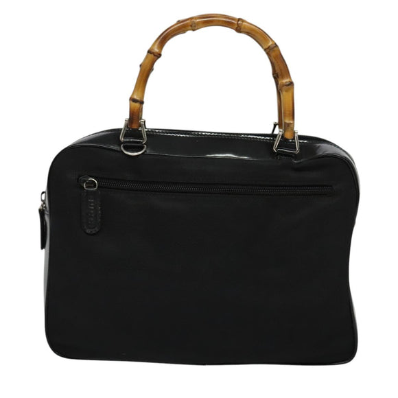 GUCCI Bamboo Hand Bag Nylon 2way Black Silver 000 2040 0538 Auth SW805