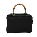 GUCCI Bamboo Hand Bag Nylon 2way Black Silver 000 2040 0538 Auth SW805-3