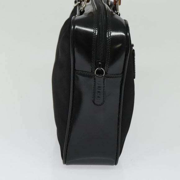 GUCCI Bamboo Hand Bag Nylon 2way Black Silver 000 2040 0538 Auth SW805
