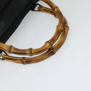 GUCCI Bamboo Hand Bag Nylon 2way Black Silver 000 2040 0538 Auth SW805-7