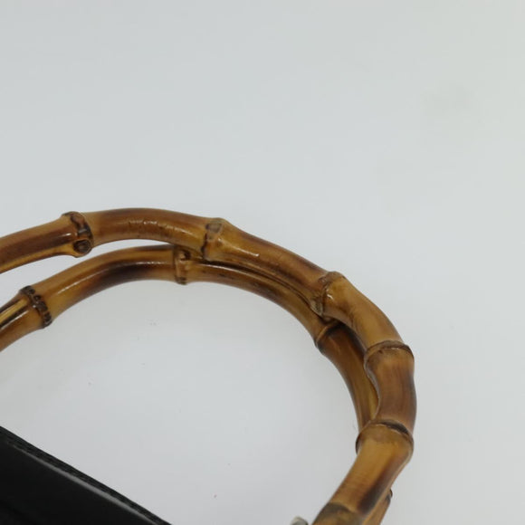 GUCCI Bamboo Hand Bag Nylon 2way Black Silver 000 2040 0538 Auth SW805