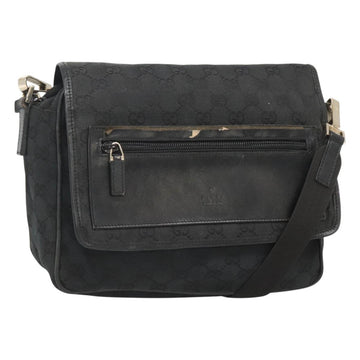 GUCCI GG Canvas Shoulder Bag Black Gold 019 0375 Auth SW809