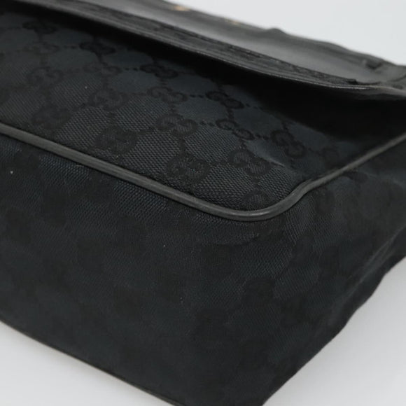 GUCCI GG Canvas Shoulder Bag Black Gold 019 0375 Auth SW809