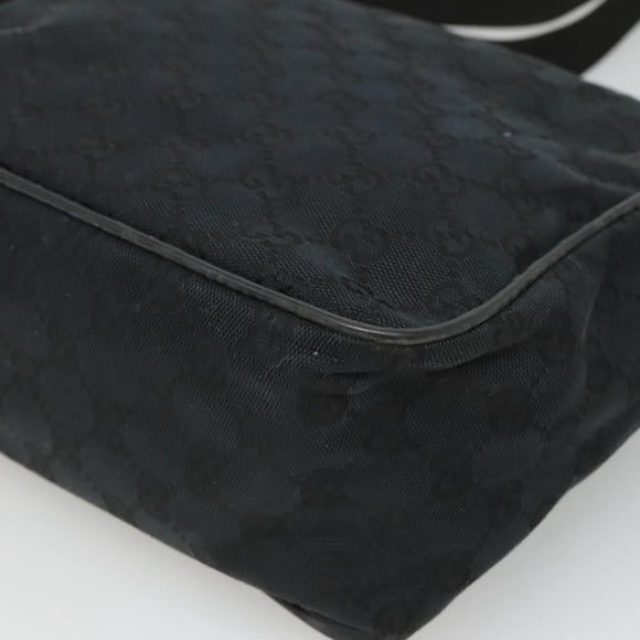 GUCCI GG Canvas Shoulder Bag Black Gold 019 0375 Auth SW809