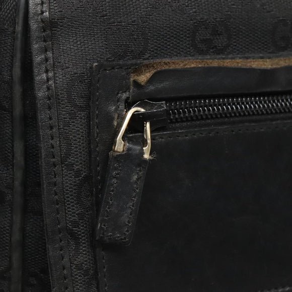 GUCCI GG Canvas Shoulder Bag Black Gold 019 0375 Auth SW809