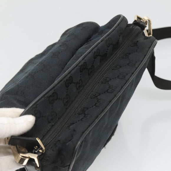 GUCCI GG Canvas Shoulder Bag Black Gold 019 0375 Auth SW809