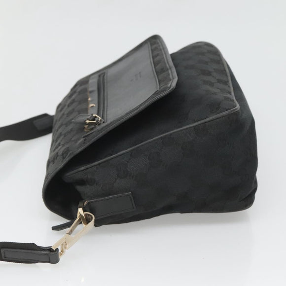 GUCCI GG Canvas Shoulder Bag Black Gold 019 0375 Auth SW809